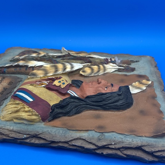 Native American hand painted 3D raised decor on slate Oh Great Spirit grant - Picture 7 of 7